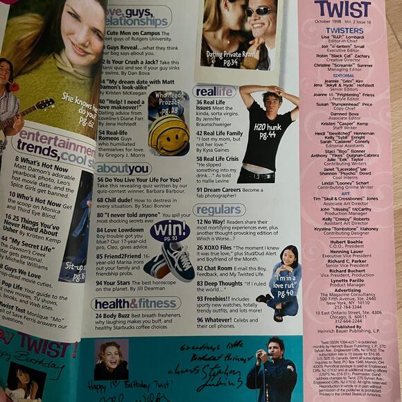 Twist Oct 1998 Michelle Williams Matt Damon Brad Pitt Sarah Michelle Gellar Teen - Picture 7 of 9